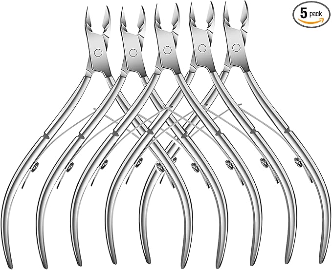 5 Packs Cuticle Trimmer, Cuticle Nippers Professional Stainless Steel Cuticle Cutter Clippers Cuticle Remover, Pedicure Manicure Tools for Fingernails and Toenails