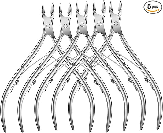 5 Packs Cuticle Trimmer, Cuticle Nippers Professional Stainless Steel Cuticle Cutter Clippers Cuticle Remover, Pedicure Manicure Tools for Fingernails and Toenails