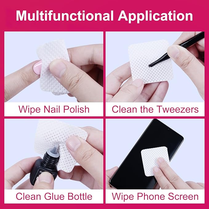 Lint Free Nail Wipes, 1200PCS White Lint Free Wipes Non-woven Fabric Gel Polish Remover Super Absorbent Soft Nail Polish Remover for Nail Salon, Home DIY