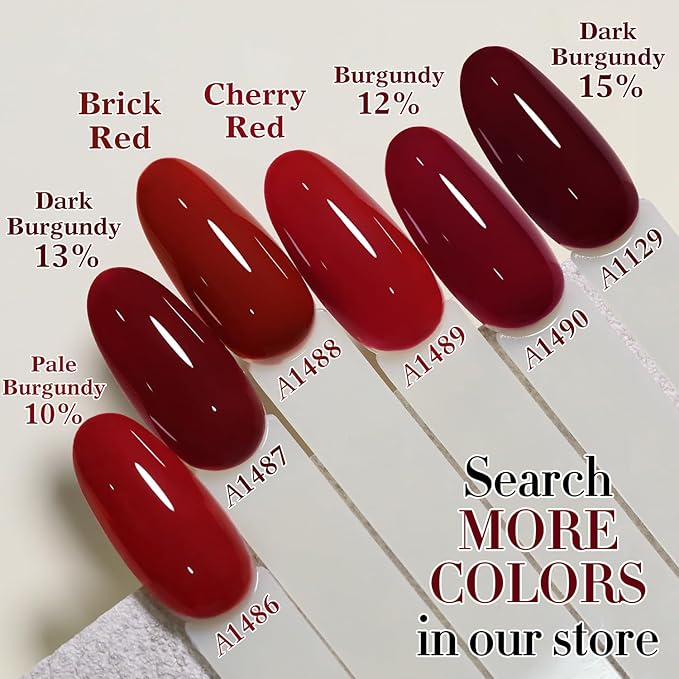 Double Rhythm Gel Polish 15ML Jelly Sheer Pastel Light Milky Color Pearl White Bottle 1 PC 0.5 OZ Full Size Nail Art Salon at Home (Burgundy Red-D1490)