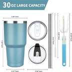 30 oz Tumbler with Lids and Straws, Stainless Steel Insulated Coffee Tumbler - Image 2