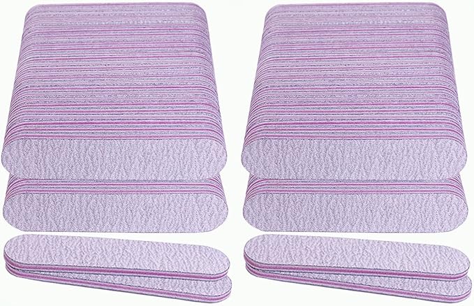 Nail Files (100 Pack), 3.6 Inches Emery Board Nail Files for Acrylic and Natural Nails, 100/180 Grit Small Double Sided Fingernail Filer Bulk Mini Professional Finger Nail Filer Manicure Set Gray