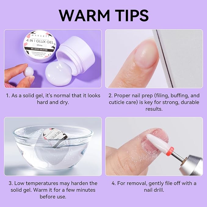 Makartt 3D Gel Nail Art: 4 in 1 White Solid Gel Builder Diy Kit for 15ML Nail Extension Gels, 4pcs Silicone Molds, 1 sculpture Brush, Nails Art Glue for Acrylic Nails Carving Manicure for Home Salon