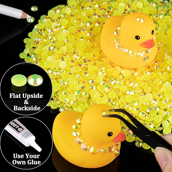 2000pcs 6mm Resin Rhinestones Bulk, Lemon Yellow AB Flatback Round Jelly Rhinestones Bedazzling Non Hotfix Crystal Gems Large Quantity Wholesale for DIY Crafts Clothes Tumblers Face Makeup Manicure