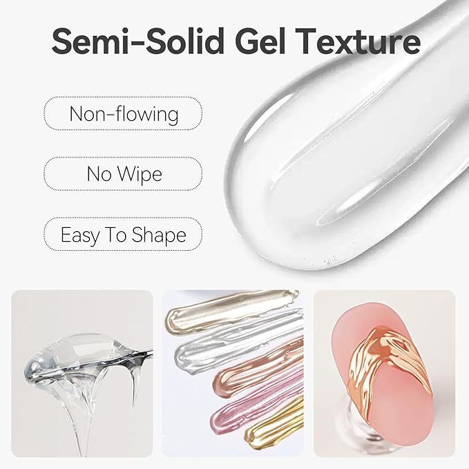 BORN PRETTY 3D Sculpting Gel for Nail Art,No Wipe Semi-solid Modeling Gel for Rubbing Chrome Nail Powder, Sticking Rhinestones and Nail Stamping