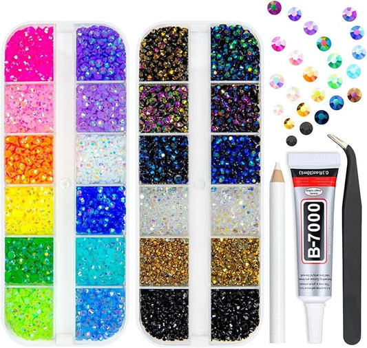 21 Colors Colorful Jelly Resin Rhinestones Bulk 2mm 3mm Flatback Stones Rainbow Colorful Non-Hotfix AB Gems Diamonds Charms for Nails Eyes Face Makeup Crafting Tumblers DIY Crafts Shoes Clothes
