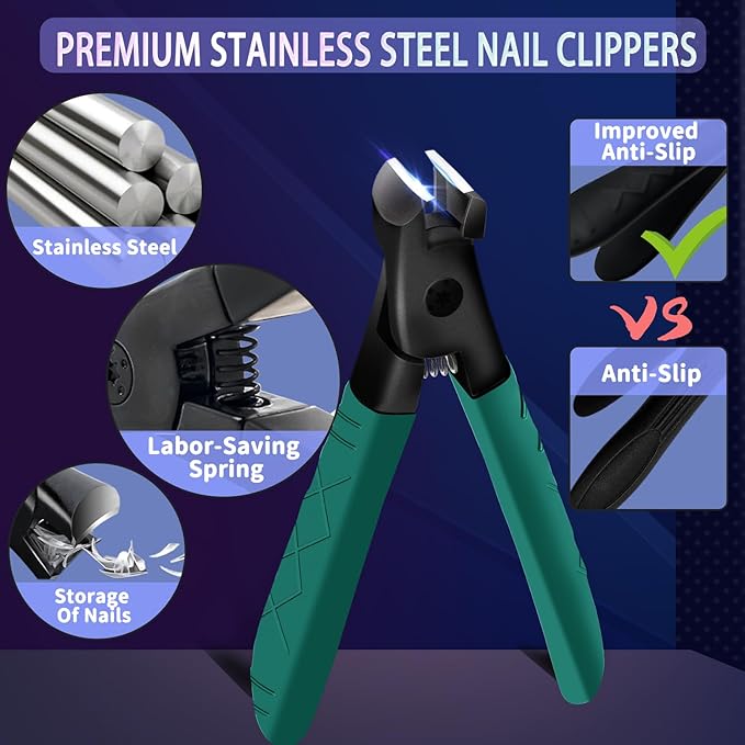 Stainless Steel Nail Clippers for Thick Nails - Wide Jaw Toe Nail Trimmer With Long Handle for Seniors, Men and Women - Salon and Home Use