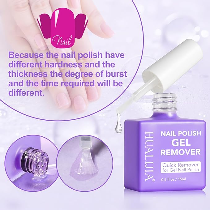 Gel Nail Polish Remover, (2pcs) Gel Polish Remover for Nails, No Need for Foil, Quick & Easy Polish Remover In 3-5 Minutes, No Need Soaking Or Wrapping-0.5 floz