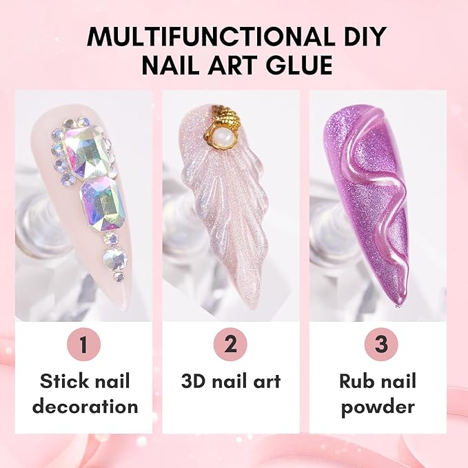 Makartt Nail Rhinestone Glue: Super Strong Gel Glue for Nail Art Decorations, Charms, 3D Bling, Gems, Jewel Diamonds 30ML Cured Need Beauty