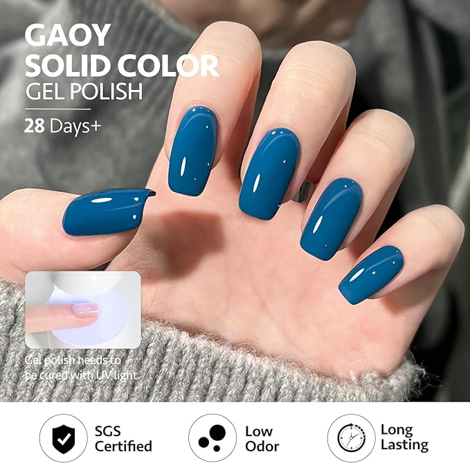 GAOY Blue Gel Nail Polish, 16ml Soak Off Gel Polish, UV Light Cure for Nail Art DIY Manicure at Home, 2114 Indigo Blue