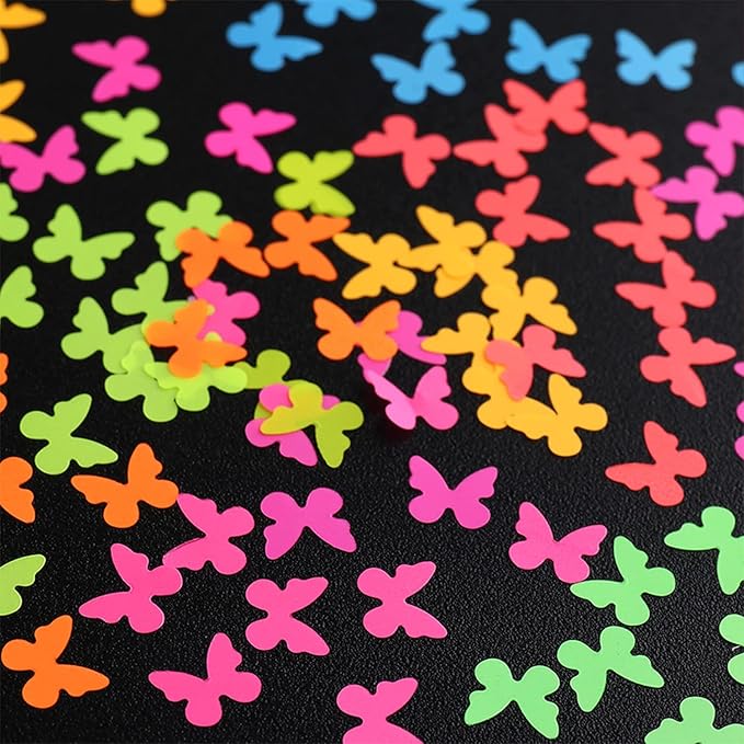 Luminous Butterfly Nail Art Sequins, 3D Butterflies Fluorescence Glitter Flakes-12 Colors Holographic Butterfly Shiny Design Decoration Colorful Confetti Sparkle Supplies Nails Art Accessories