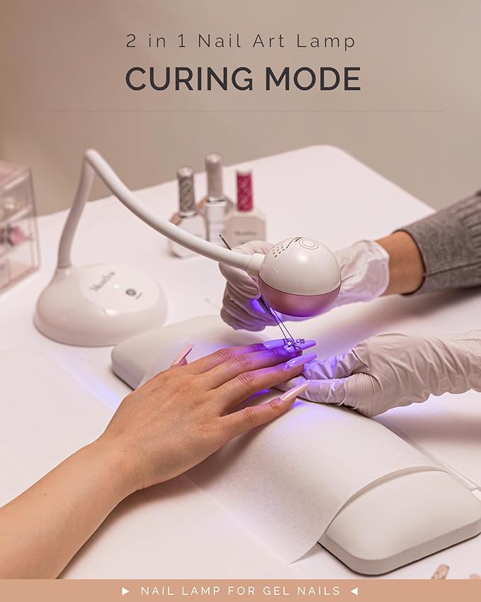 MelodySusie 2 in 1 Gel X Lamp, Cordless Gooseneck Nail Desk Lamp and Flash Cure UV Nail Lamp with Reflector Cup for Flash Curing, Professional Nail Art Tools for Manicure, Salon Use