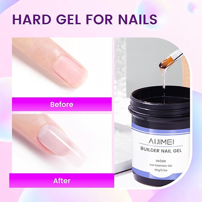 AIJIMEI 150g Builder Nail Ge Set Quick Drying Clear HardNail Gel Reinforcement Extension Gel Nail Shaping NailArt Long-Lasting Protection for Beginner DIY at Home