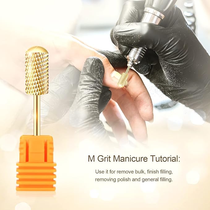 Nail Drill Bit Set, Corfulra 3pcs Safety Bits for Nail Drill, Tungsten Carbide Nail Drill Bits, Smooth Round Top Large Barrel Bits, Nail Supplies for Nail Tech to Remove Acrylic Nails (XF & M & XC)