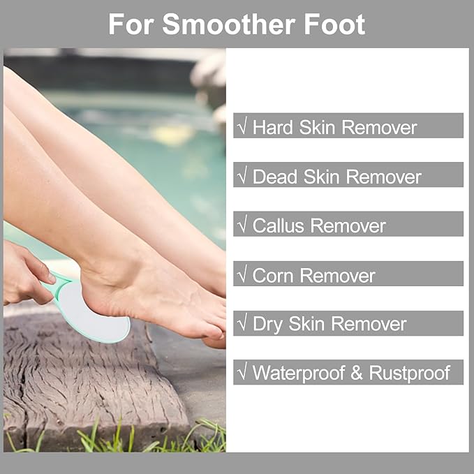 Nano Glass Foot File Callus Remover, 2 Pack Hard and Dead Skin Remover for Feet, Double Sided Foot Scrubber Hygienic Pedicure Tool, Hair Eraser for Softer and Smoother Feet Hands, Green & Pink