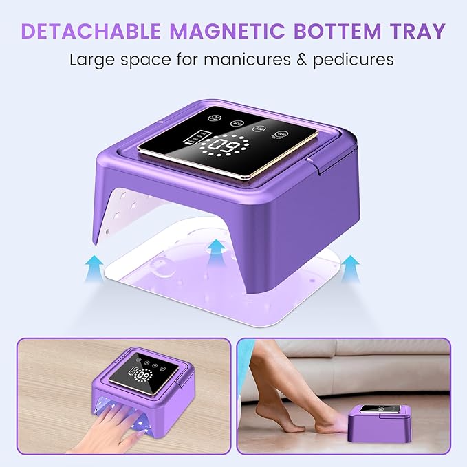 Subay UV Nail Lamp 108W, UV Light for Gel Nail Polish, Cordless LED Nail Lamp with 36 Beads & Touch Display, Nail Light with 4 Timer Mode & Auto Sensor, Fast Curing Nail Dryer for Salon & Home, Purple