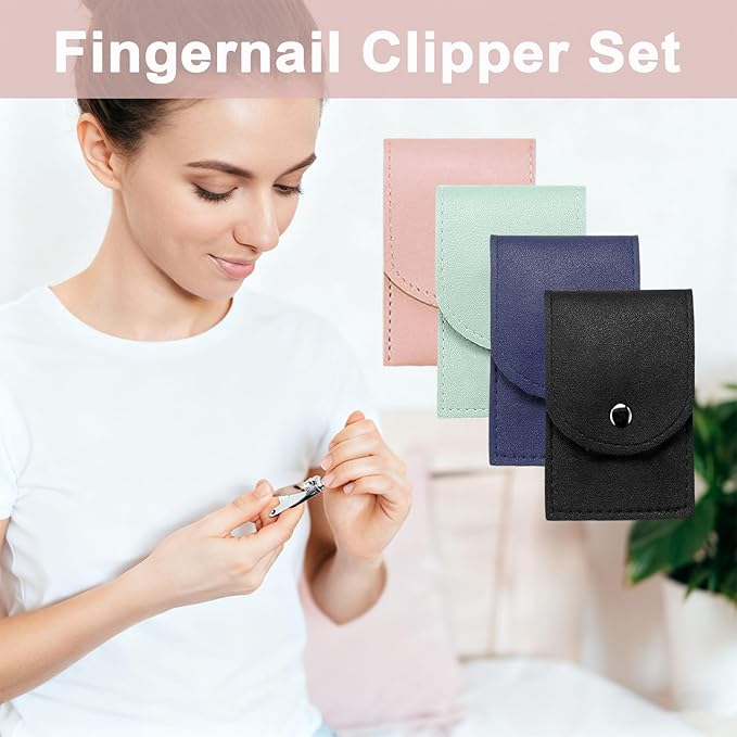 24 Sets Travel Manicure Set Professional Nail Clipper Kit Bulk,4 in 1 Adult Stainless Steel Travel Manicure Kit with Case Individually Wrapped Nail Clippers Bulk for Homeless,Hotel,Charity(4 Colors)