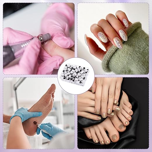 HARFINGTON 100pcs Small Sanding Bands 150 Grit for Nail Drill Bits Mini Sanding Band for Nails Gel Manicures White