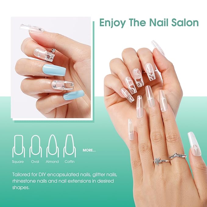 ROSALIND 2 oz Clear Poly Nail Gel - Professional Nail Extension Gel for Long Lasting DIY & Salon Nails, Quick Dry UV/LED Light Cured Transparent Nail Builder Clear Gel Summer