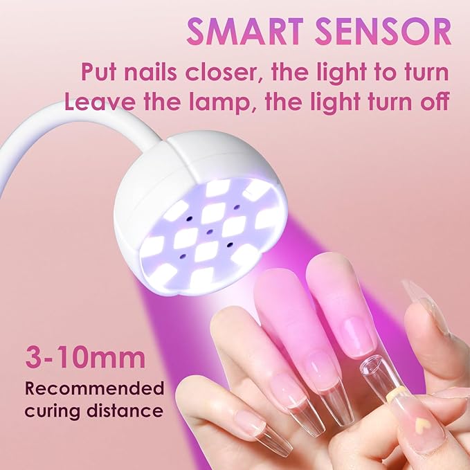 UV Nail Lamp for Gel Nails, 36W UV Nail Light Gooseneck Rechargeable with 4 Time Setting & Smart Auto Sensor for Nail Salon Home Use Lamp