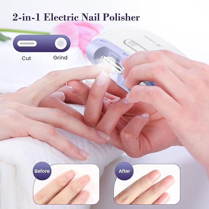 Electric Nail Clipper,2-in-1 Automatic Nail Clipper,Electric Nail Grinder,40DB Baby Nail Trimmer,LED Light ElectricNail Trimmer for Baby,Kids,Adults,Seniors,Manicure Set,BabyNail Kit Portable White