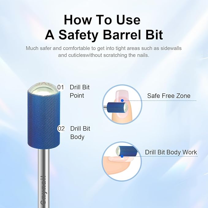 3/32" Large Barrel Smooth Round Top Tungsten Carbide Nail Drill Bit Safety Bit for Gel & Acrylic Removal, 2-Way Rotating Efile Tip, Salon Electric File Accessory (XXF Grit, Blue)