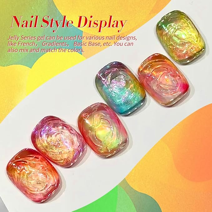 Born Pretty Neon Jelly Gel Polish Halloween Gel Nail Polish,Blood Wine Red Burgundy Brown Blue Purple Green Translucent,Soak Off U v LED Light Cure Nail Art Kit for Salon Manicure and DIY at Home