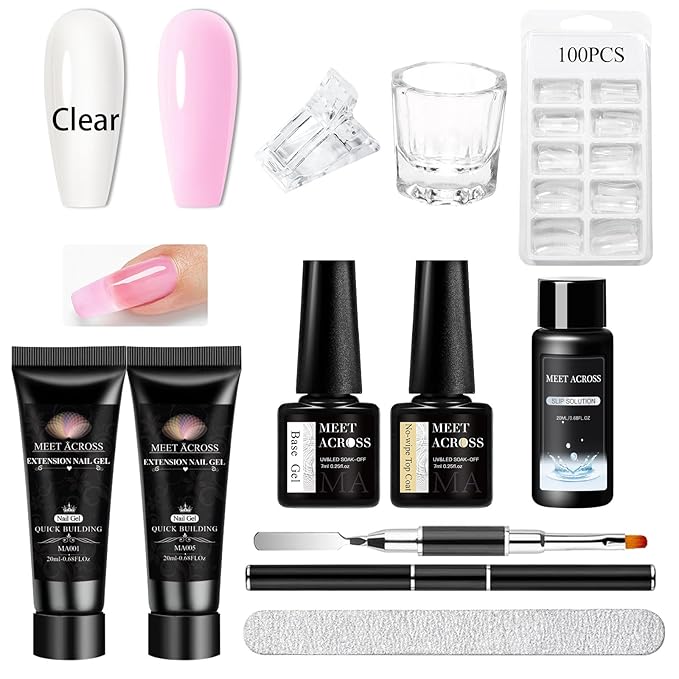 MEET ACROSS Poly Nail Gel 10Pcs Nail Extension Gel Set and Nail Extension Starter Kit for Beginners Nail Art DIY Home Gifts for Women (SET-3, 10pcs)