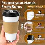 Clawsoff 100 Pack 16 oz Disposable Coffee Cups - Image 2