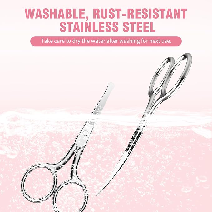 Eyebrow Scissors Curved and Rounded Small Grooming Scissors for Man and Woman Trimming Eyebrows, Nose, Mustache, Eyelashes, Ear Hairs, Nails and Cuticles.