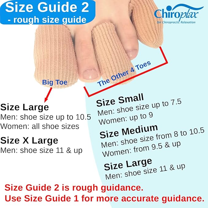 Chiroplax Toe Caps Sleeves Cushions Protectors Tubes Fabric & Gel Lining Finger Toe Separator for Bunion, Hammer Toe, Callus, Corn, Blister (Medium, 5 Pack)