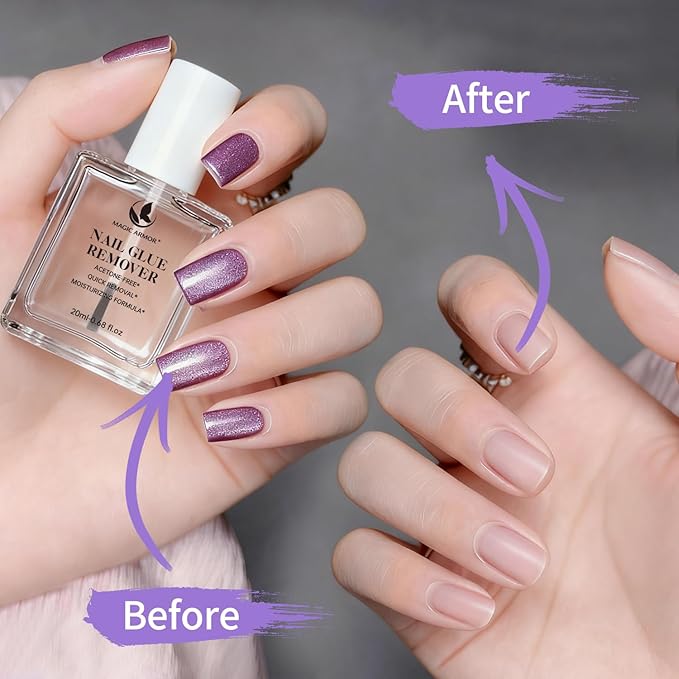 Nail Glue Remover for Press On Nails 20ml, Non-Acetone Removal Debonder, Quick & Gentle Adhesive Remover for Fake Nails – Not for Gel Polish or Base Coat