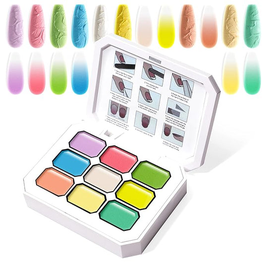 Gradient Painting Gel, 9 Colors Ombre Gel Nail Polish for 3D Nail Sculpting Gel Painting Effect Pigment Pat Nails Aura Nails, French Manicure Long Lasting Home Salon Nail Art Easter Egg