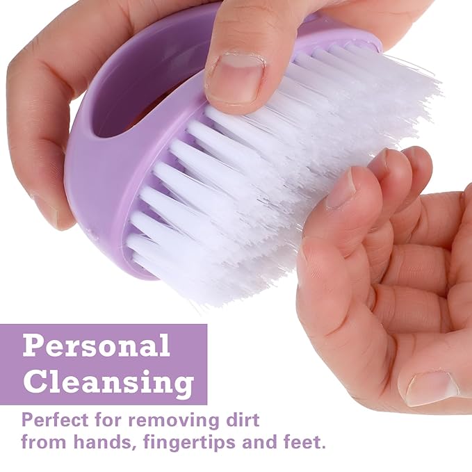 2 Pcs Hand and Nail Brush, Heavy Duty Scrub Clean Brushes with Nylon Bristles for Cleaning Soft Stiff Fingernails Fingers Toes and Nails Men Women(Green, Purple)