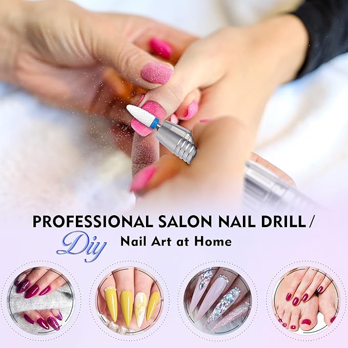 Professional Nail Drill Machine, IMENE 35,000RPM Portable Brushless Nail Drills Rechargeable E-File Nails Drill Perfect for Acrylic, Gel, Natural Nails (Black)