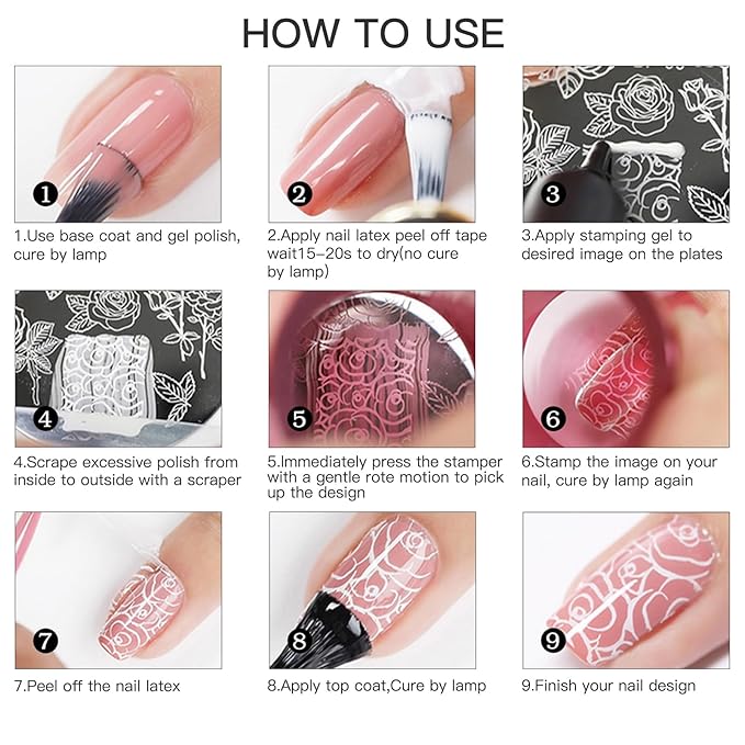 Biutee Nail Stamping Kit 2Pcs Nail Art Stamping Plates 4Pcs Stamping Gel Polish French Tip Nail Stamp Kit 110 Patterns with Silicone Stamper Scraper Large Lace Stamp Template Christmas Gift for Women