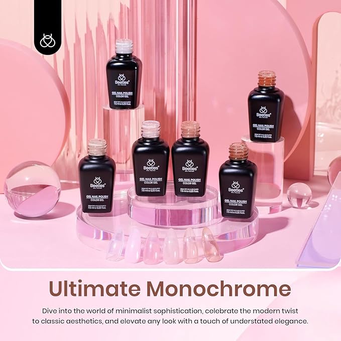 Beetles Jelly Gel Nail Polish Set, 6 Colors Milky White Nude Pink Brown Sheer Gel Polish Kit Nail Concealer Translucent Effect Soak Off Uv French Nail Art Gift for Women Ultimate Monochrome Collection
