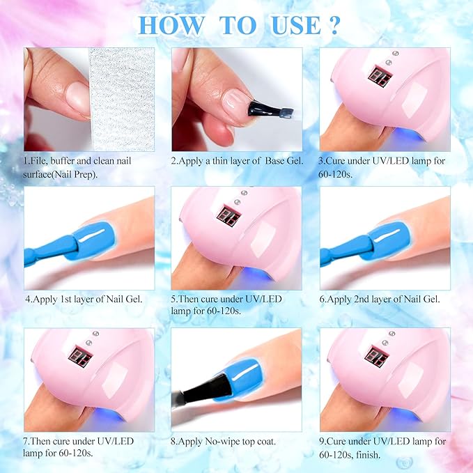 MEET ACROSS Gel Nail Polish Set, 8PCS Macaron Gel Nail Polish Kit, Soak Off UV/LED Nail Polish Nail Art Design Salon Home Gifts for Women