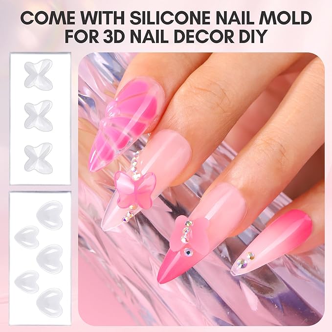 Makartt 3D Nail Gel Art: 3D Sculpting Gel Carving DIY Manicure,Solid Gels Builder for Nails Starter Kit, Clear Nude Pink 4 Colors for Extension, Molding Hard Gels with Silicone Molds Sculpture Brush