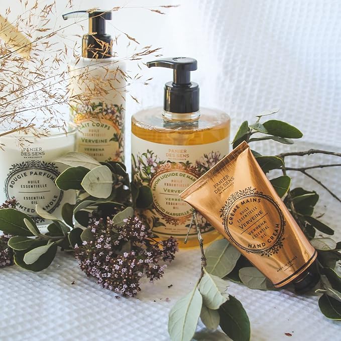Panier des Sens - Small Hand Cream for Dry Cracked Hands - Verbena Mini Hand Lotion for Dry Skin - With Shea Butter and Olive Oil - Hand Care 97% Natural Ingredients - Travel Size 1 floz