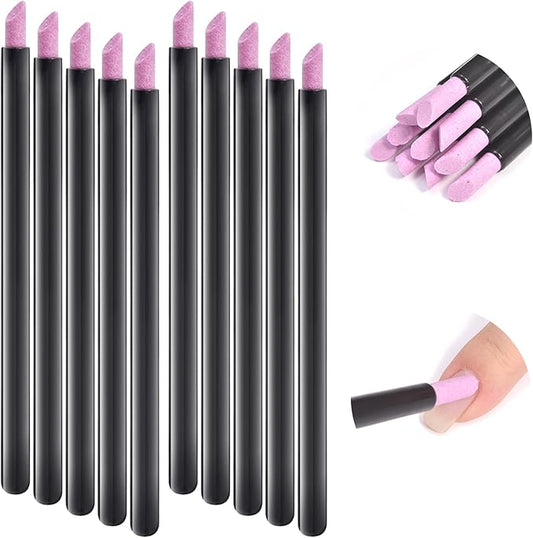 10Pcs Stoe Sanding Nail File Tools Nail File Cuticle Removal Buffer Washable Pedicure Manicure Pen Cuticle Pusher Stick for Nail Care