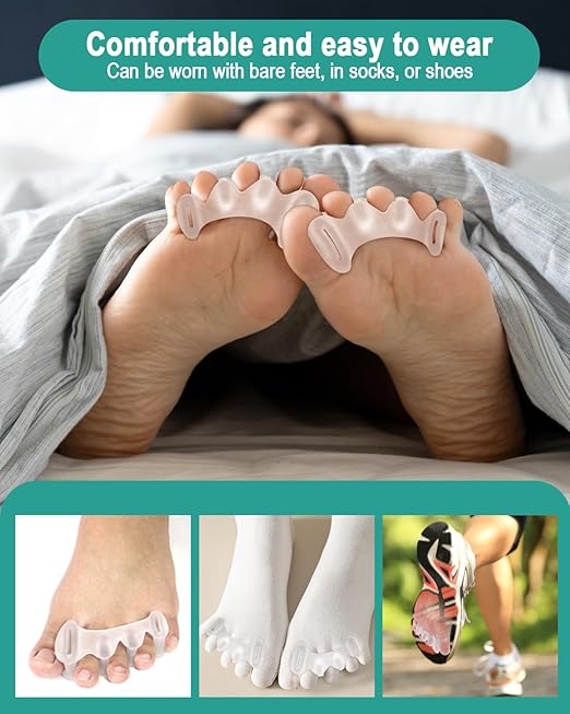 2 Pairs Toe Spacers Gel Silicone Toe Separators for Women Men to Correct Bunion Toes, Hammer Toes, Soft Big Toe Straightener Toe Corrector Toe Spreader for Feet Relief, Plantar Fasciitis