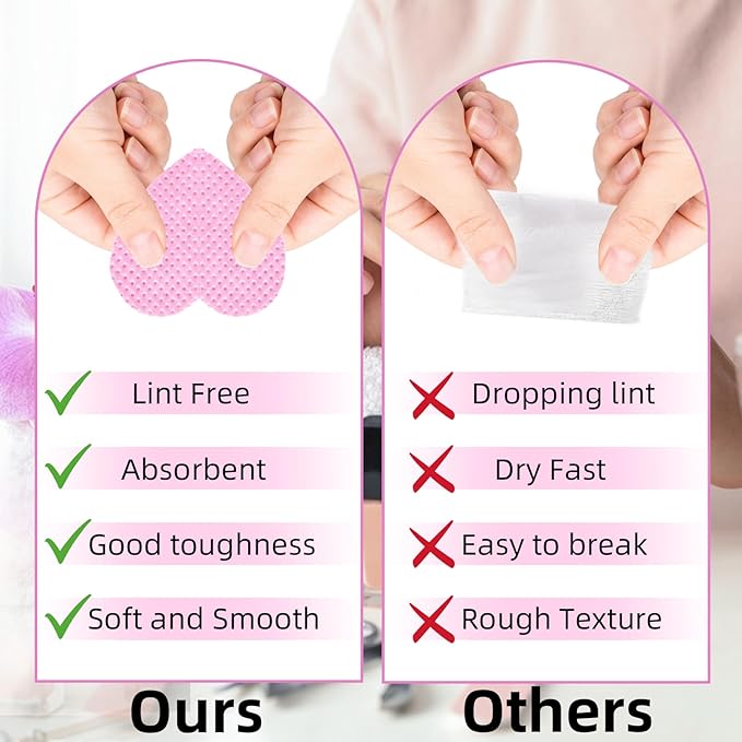 400Pcs Lint Free Nail Wipes,Nail Polish Remover Wipes,Eyelash Extension Glue Wipes,Nail Polish Remover Pads,Nail Supplies,for Lash Extension Supplies,Nail Art(White,Pink)