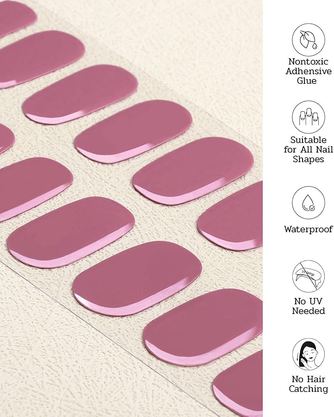 Nail Polish Strips - 22 Pcs Salon Quality Gel Nail Stickers - Long Lasting Wraps (Drama Queen Jam Pink)