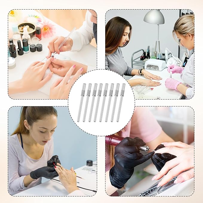 8 PCS Mini Mandrel Nail Bit,3.1 MM 3/32 Inches Nail Drill Bit for Electric Drill File Machine,Suitable for Acrylic Nails Manicure Pedicure Tool,Sanding Bands Compatible