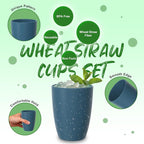 Wheat Straw Cups, Unbreakable Reusable Plastic Cup Set of 6, Lightweight - Image 3