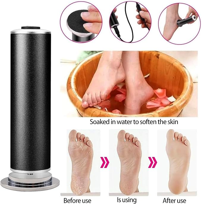 Electric Callus Remover, ELEVEN EVER Foot File Pedicure Tool(Speed Adjustable) with Recyclable Glass Grinder and 20pcs Replacement Sandpaper Disk for Men Women Dead Dry Crack Skin Calluses Black