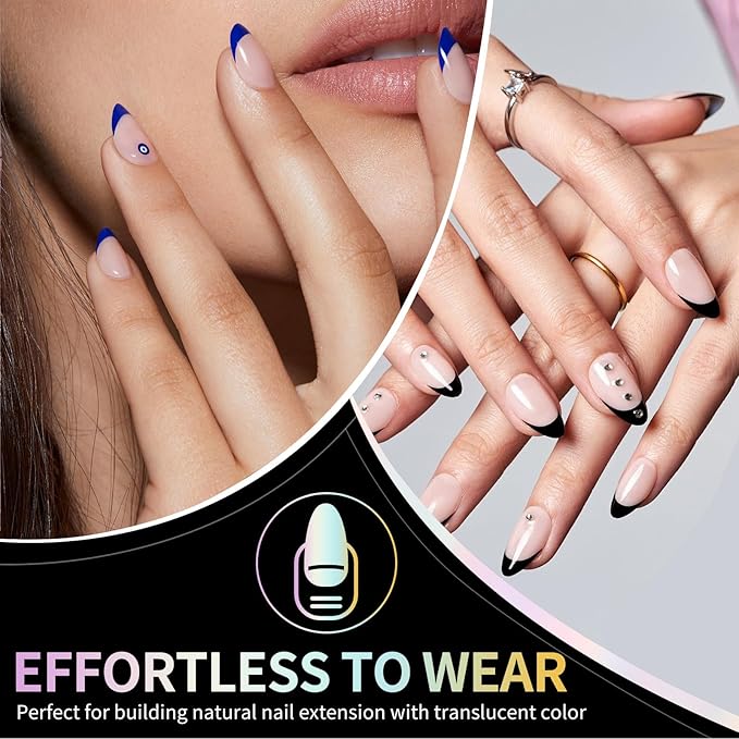 Short Almond Nail Tips 240Pcs Short Fake Nails Soft Press On Gel Nail Tips Pre-Shaped Half Matte Gelly Press on Fake Nails Tip for Acrylic Nail Tip Extension Home DIY & Salon Nails 12 Sizes