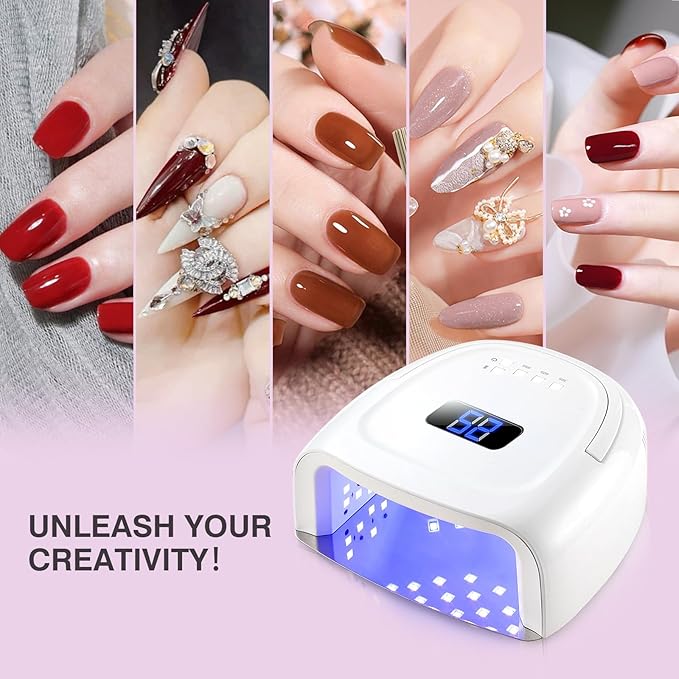 Cordless UV LED Nail Lamp, 60W Rechargeable Nail Dryer Nail Polish Curing Light for Manicure with Auto Sensor & 4 Timer Modes Salon & Home
