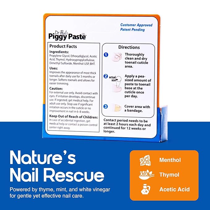 Dr. Paul's Piggy Paste Gel: Fast Acting Solution for Thick, Brittle, Yellow Nails, Restores Clear, Healthy Toenails & Fingernails, Easy, Mess Free Application Doctor Recommended Formula